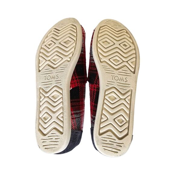 Toms Women's 6 Alpargata Classic Slip On Flats Plaid Red Black White - Picture 9 of 10